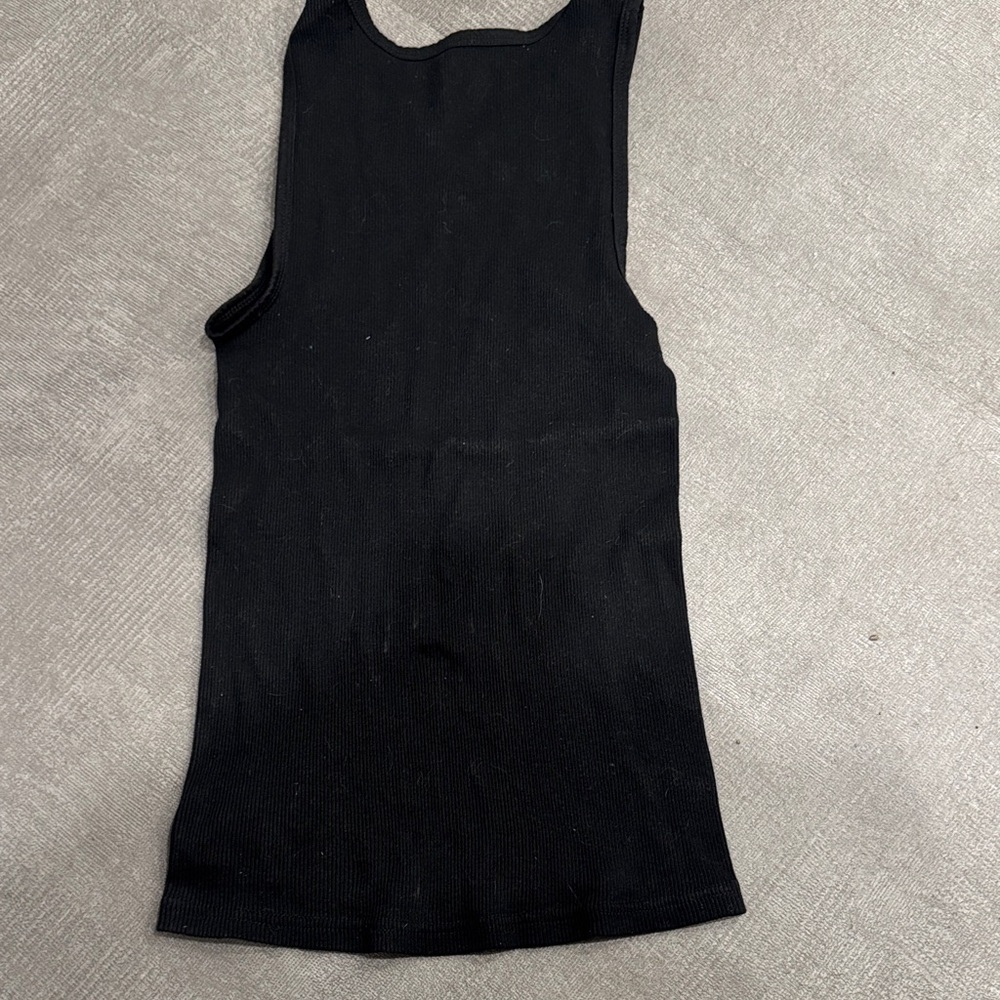 True Religion Black Ribbed Tank Top with Logo Small - Picture 4 of 5